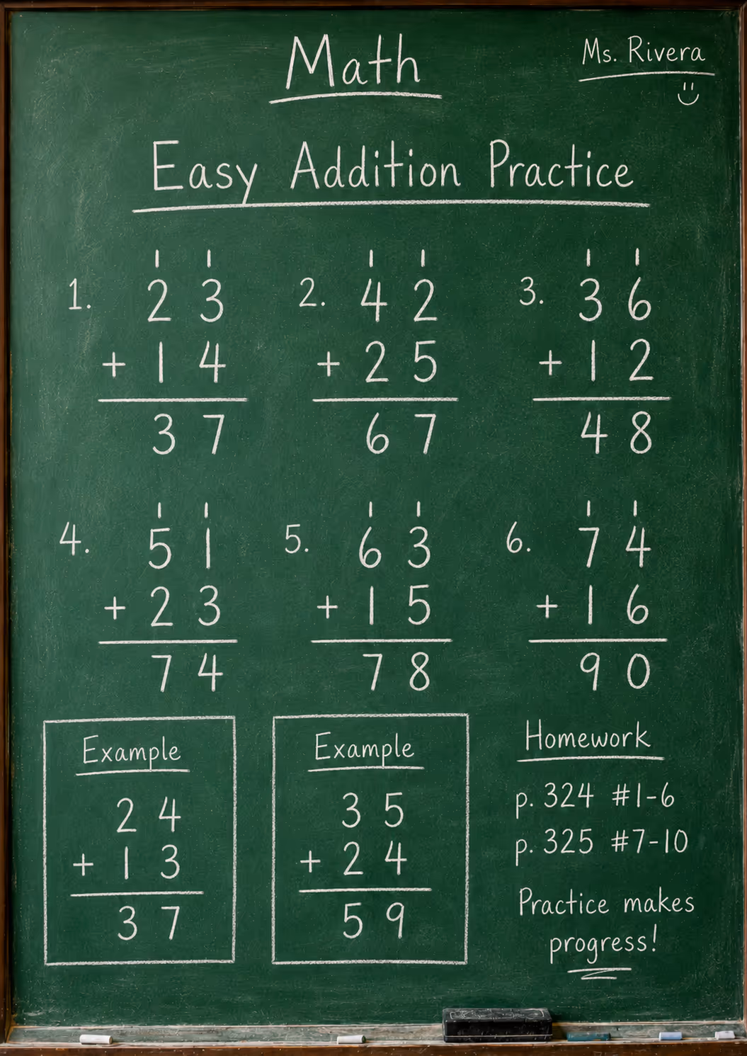 chalkboard with easy addition