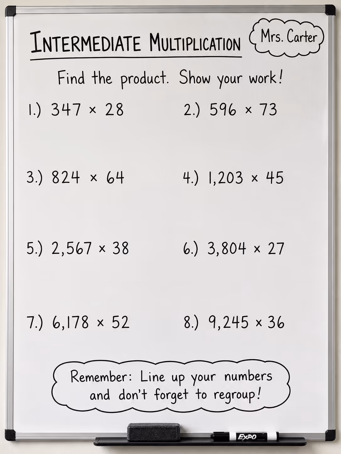 whiteboard with medium multiplication