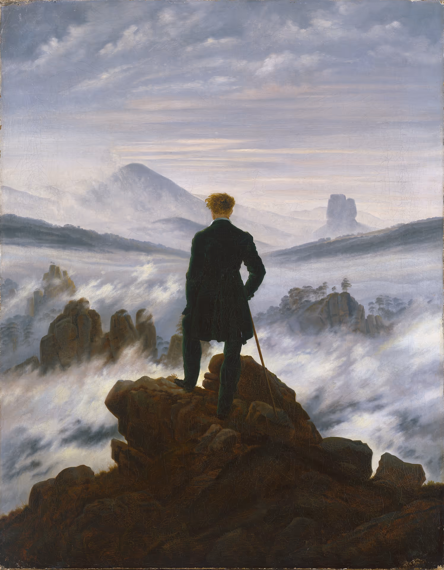 Wanderer above the sea of fog by Friedrich